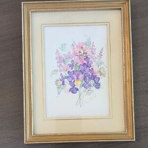 Anna Macleod Floral Bouquet Water Color Framed Art Picture